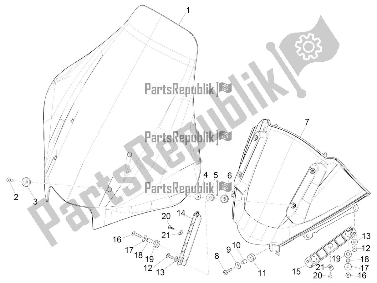 Windshield glass spare parts for Piaggio MP3 500 Sport Advanced from